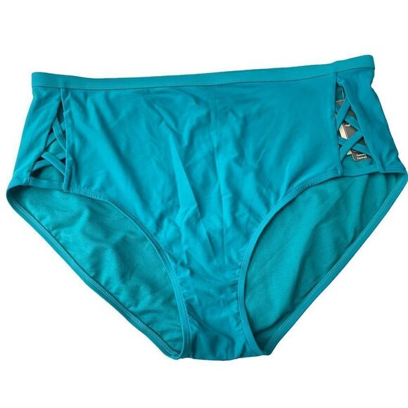 TERRA & SKY HIGHRise tummy control SWIM WEAR BOTTOMS CABO BLUE sz 3X 24- 26W NEW - Picture 1 of 6